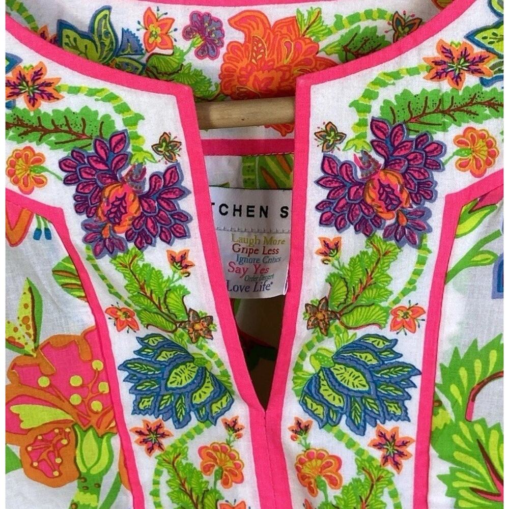 Gretchen Scott Glorious Split Neck Tunic Top & Pants Women’s Floral Small - Picture 7 of 16